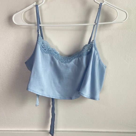 NWOT Skims Glacier Blue Bridal Silk Super Cropped Cami - Picture 6 of 11